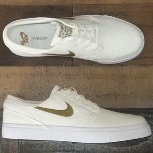 nike sb janoski white sail & golden beige canvas skate shoes